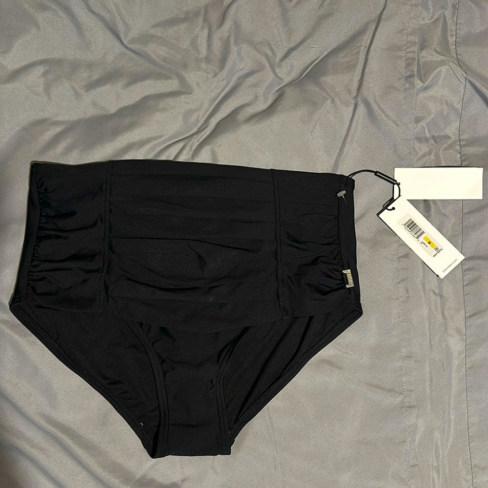Calvin Klein Pleated High-Waist Bikini Bottoms NWT